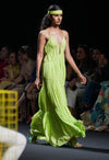 Nirmooha-Lime Green Textured Maxi Dress-INDIASPOPUP.COM