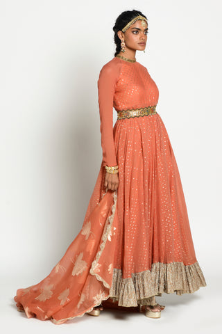 Rishi & Vibhuti-Tangerine Noori Anarkali Set-INDIASPOPUP.COM