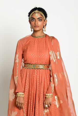 Rishi & Vibhuti-Tangerine Noori Anarkali Set-INDIASPOPUP.COM