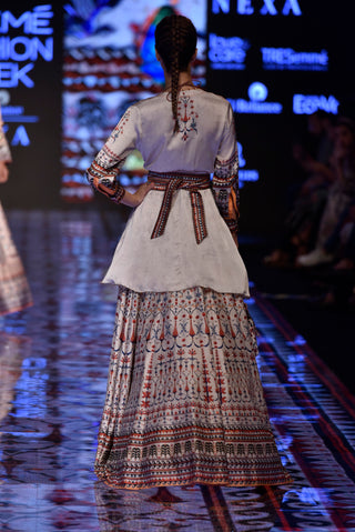 Rajdeep Ranawat-Ivory Printed Tunic With Skirt-INDIASPOPUP.COM
