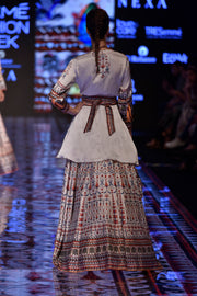 Rajdeep Ranawat-Ivory Printed Tunic With Skirt-INDIASPOPUP.COM