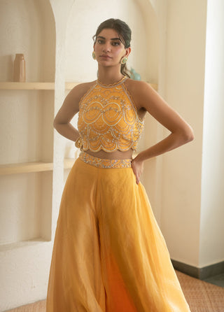 Mani Bhatia-Sunshine Yellow Sharara Set-INDIASPOPUP.COM