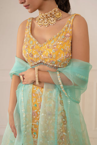 Mani Bhatia-Sunshine Embroidered Lehenga Set-INDIASPOPUP.COM