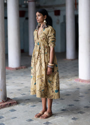 Beige Intricate Kalamkari Dress