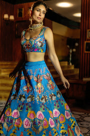 Aisha Rao-Dodger Blue Embellished Lehenga Set-INDIASPOPUP.COM