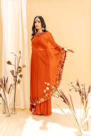 Silky Bindra-Orange Embroidered Palazzo With Blouse-INDIASPOPUP.COM
