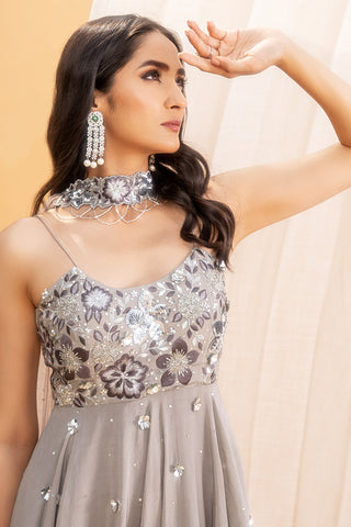 Silky Bindra-Grey Floral Embroidered Sharara Set-INDIASPOPUP.COM