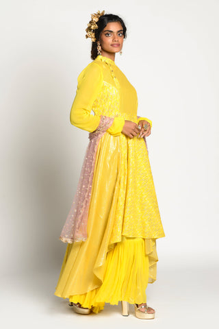 Rishi & Vibhuti-Amber Mastani Yellow Anarkali Set-INDIASPOPUP.COM