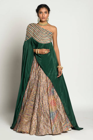 Rishi & Vibhuti-Bottle Green Inayat Skirt Set-INDIASPOPUP.COM