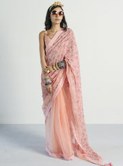 Rishi & Vibhuti-Peach Saree With Blouse-INDIASPOPUP.COM