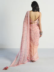 Rishi & Vibhuti-Peach Saree With Blouse-INDIASPOPUP.COM