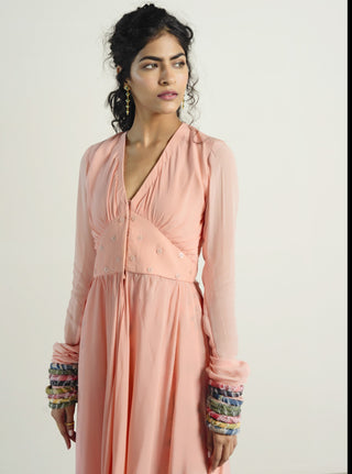 Rishi & Vibhuti-Peach Anarkali With Pants-INDIASPOPUP.COM