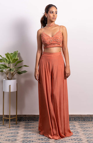 Silky Bindra-Pink Embroidered Bustier With Palazzo And Dupatta-INDIASPOPUP.COM