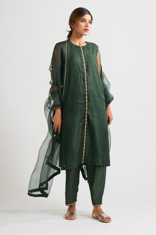 Dot-Illa Teal Green Kurta Set-INDIASPOPUP.COM