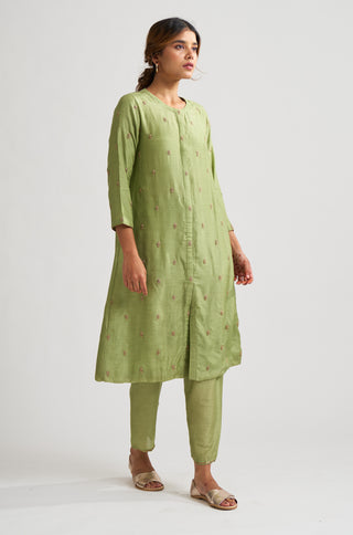 Dot-Rohita Light Green Kurta With Pants-INDIASPOPUP.COM