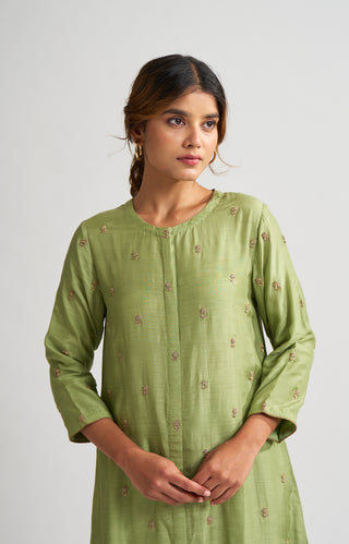 Dot-Rohita Light Green Kurta With Pants-INDIASPOPUP.COM