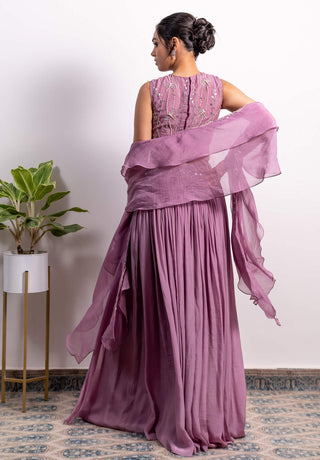 Silky Bindra-Purple Embroidered Lehenga Set-INDIASPOPUP.COM