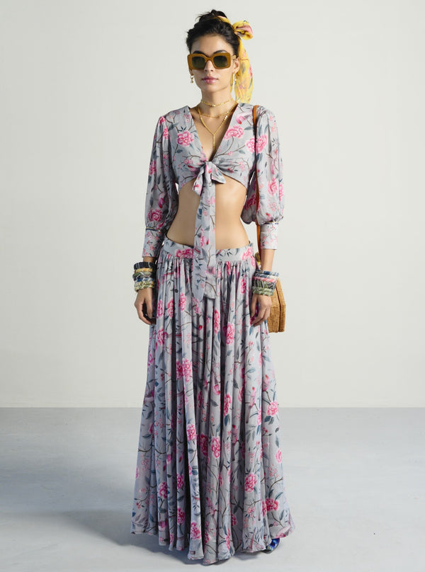 Rishi & Vibhuti-Grey Top With Skirt-INDIASPOPUP.COM