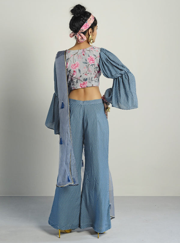 Rishi & Vibhuti-Grey Blouse With Pants-INDIASPOPUP.COM