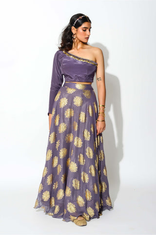 Rishi & Vibhuti-Mauve Skirt And Blouse-INDIASPOPUP.COM