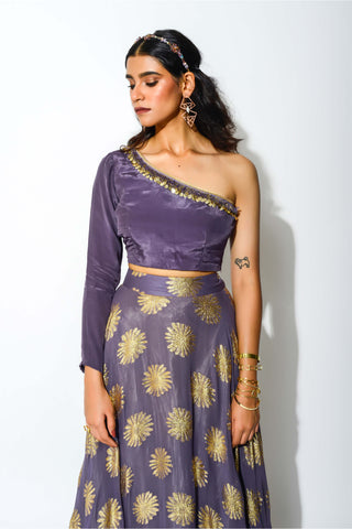 Rishi & Vibhuti-Mauve Skirt And Blouse-INDIASPOPUP.COM