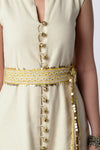 Rishi & Vibhuti-Ivory & Yellow Dafodil Shift Dress-INDIASPOPUP.COM