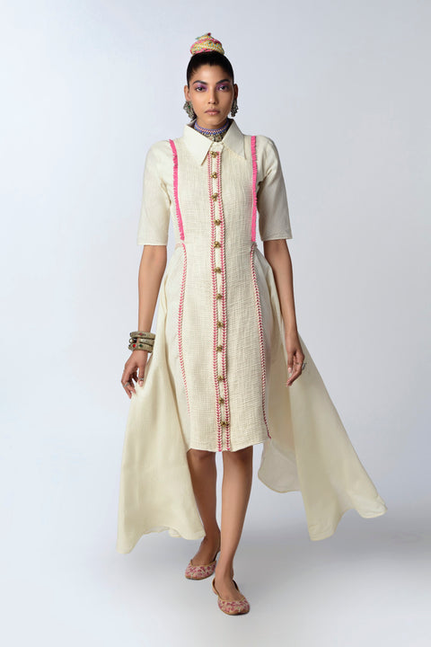 Rishi & Vibhuti-Ivory Pink Tales Dress-INDIASPOPUP.COM