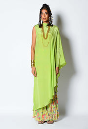 Rishi & Vibhuti-Lime Green Kaftan And Pant-INDIASPOPUP.COM