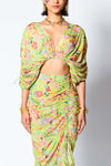 Rishi & Vibhuti-Lime Green Drape Skirt And Top-INDIASPOPUP.COM