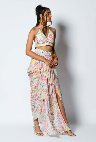 Rishi & Vibhuti-Ivory Cape, Skirt And Bralette-INDIASPOPUP.COM
