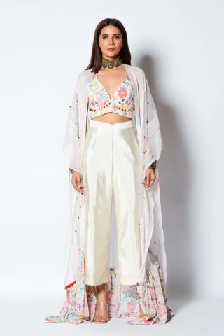 Rishi & Vibhuti-Ivory Cape, Pant And Bralet Set-INDIASPOPUP.COM