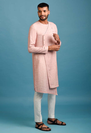 Chatenya Mittal-Pink Ombre Angrakha Kurta With Pant-INDIASPOPUP.COM