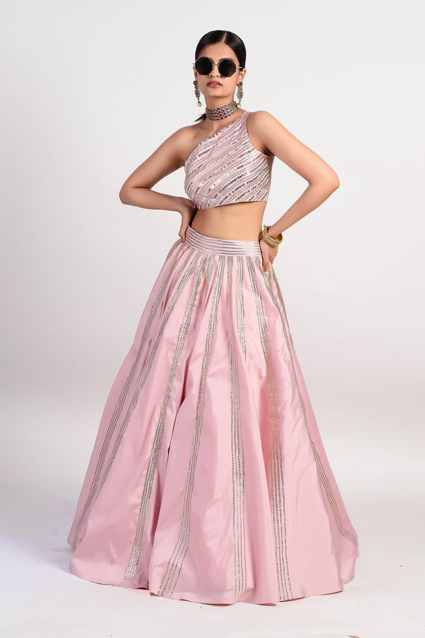 Rishi & Vibhuti-Pastel Pink Lehenga Set-INDIASPOPUP.COM