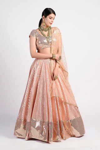 Rishi & Vibhuti-Sparkly Peach Lehenga-INDIASPOPUP.COM