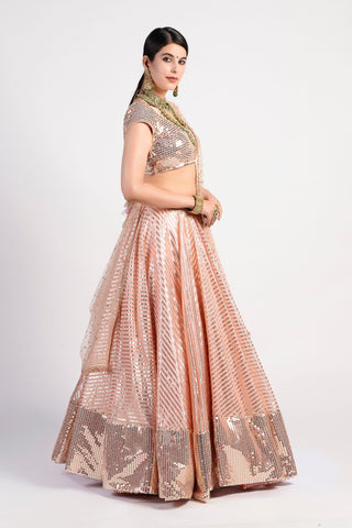 Rishi & Vibhuti-Sparkly Peach Lehenga-INDIASPOPUP.COM