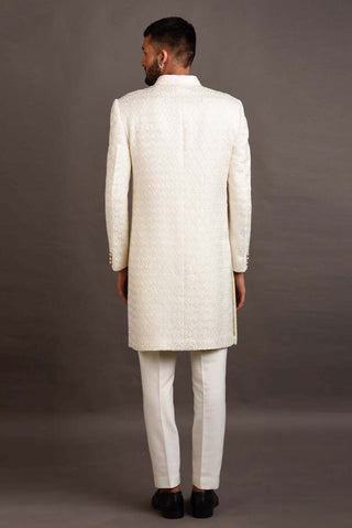Chatenya Mittal-Off-White Embroidered Achkan Jacket Set-INDIASPOPUP.COM