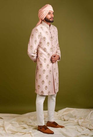 Chatenya Mittal-Pink Embroidered Sherwani Set-INDIASPOPUP.COM