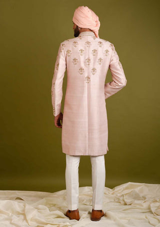 Chatenya Mittal-Pink Embroidered Sherwani Set-INDIASPOPUP.COM