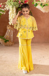 Littleens-Yellow Sharara Cape Set-INDIASPOPUP.COM