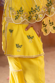 Littleens-Yellow Sharara Cape Set-INDIASPOPUP.COM