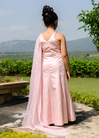 Littleens-Pink Embroidered Gown-INDIASPOPUP.COM
