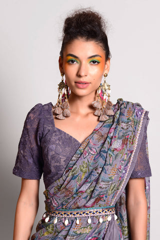 Rishi & Vibhuti-Jupitar Tropical Print Saree-INDIASPOPUP.COM