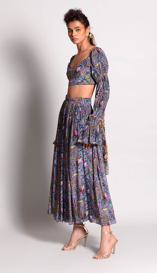 Rishi & Vibhuti-Jupitar Printed Skirt With Blouse-INDIASPOPUP.COM