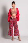 Rishi & Vibhuti-Raspberry Bralette With Printed Pants-INDIASPOPUP.COM