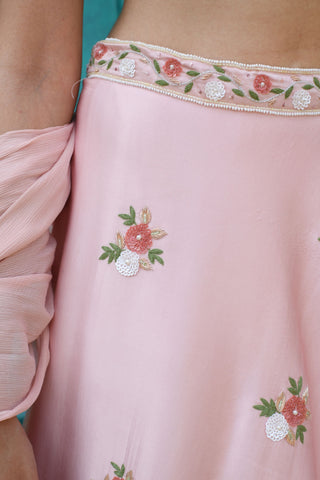 Littleens-Pink Embroidered Lehenga Set-INDIASPOPUP.COM
