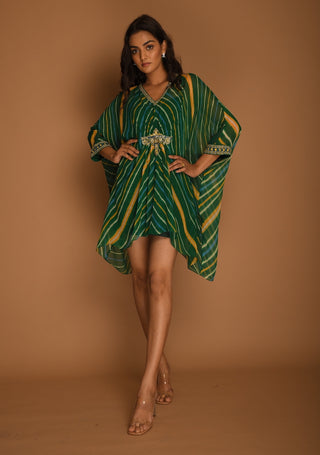 K-Anshika-Emerald Green Kaftan Dress-INDIASPOPUP.COM