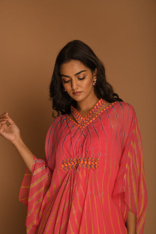 K-Anshika-Pink Embellished Kaftan Tunic-INDIASPOPUP.COM