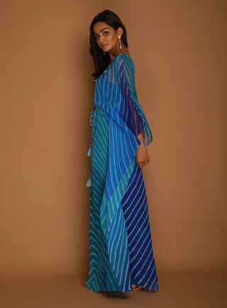 K-Anshika-Blue Embellished Kaftan Tunic-INDIASPOPUP.COM