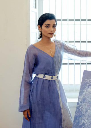 The Loom Art-Blue White Lagoon Dress-INDIASPOPUP.COM