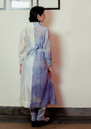 The Loom Art-White Blue Icy Bliss Shirt Dress-INDIASPOPUP.COM